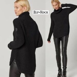 NWT Alp N Rock Simone Sweater Black L Ski Outdoor Chunky Knit Warm Turtleneck